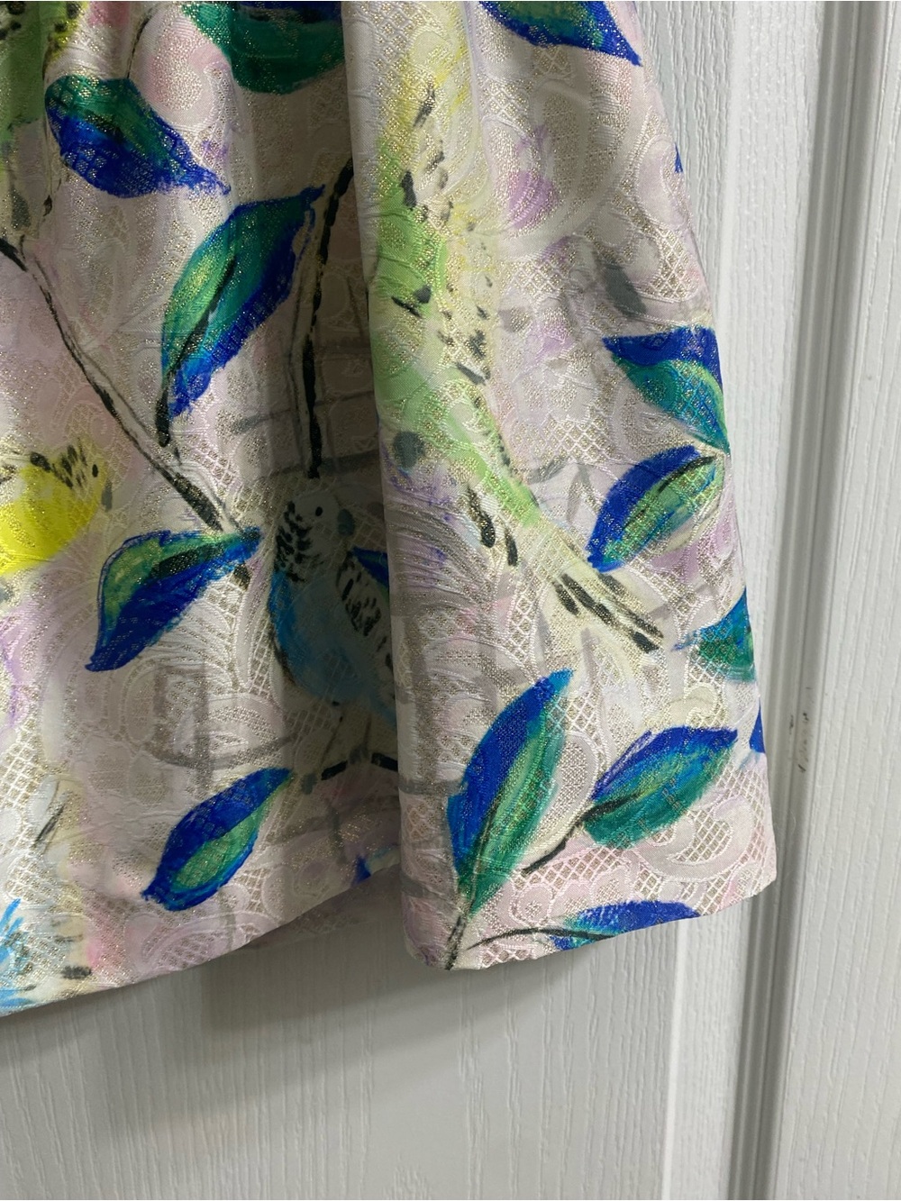 Archival Anthropologie Leifsdottir Metallic Bird Print Brocade Peplum Blouse 6 - Picture 8 of 15